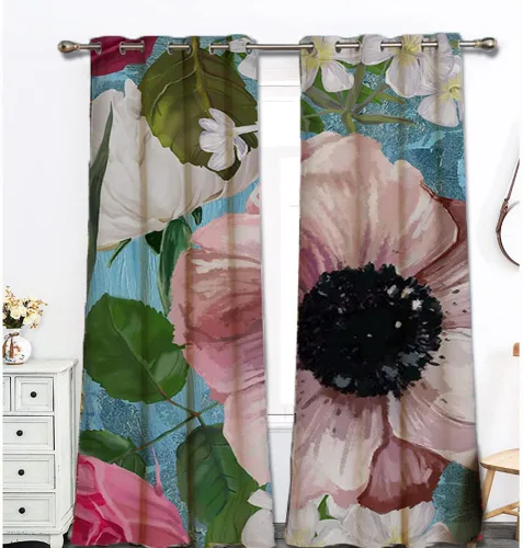 Vista 14 de 2 paneles de cortinas bohemias para ventana, patrón geométrico bohemio, a rayas, cortinas opacas con ojales, 52 x 63 pulgadas