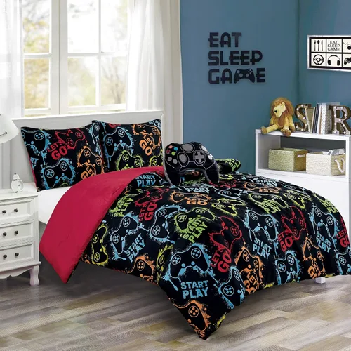 Vista 21 de Chezmoi Collection Juego de ropa de cama de 3 piezas para niñas, color blanco y negro, tamaño individual, juego de edredón de microfibra