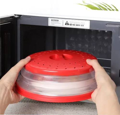 Vista 6 de Cubierta plegable para salpicaduras de microondas para alimentos con alfombrillas de silicona, 10.5 pulgadas, apta para lavavajillas, cubierta
