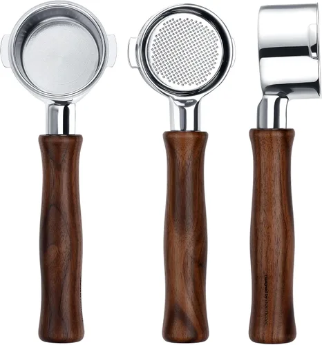 Vista 26 de Normcore 51mm Portafiltro Sin Fondo Desnudo de 2 Orejas Compatible con Delonghi ECP3420/EC155/BCO430/EC260 con Mango de Aluminio Anodizado