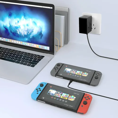 Vista 5 de Cargador de 10 pies para Nintendo Switch y Switch Lite y Switch OLED, compatible con Nintendo Switch TV Dock Mode Adaptador de fuente