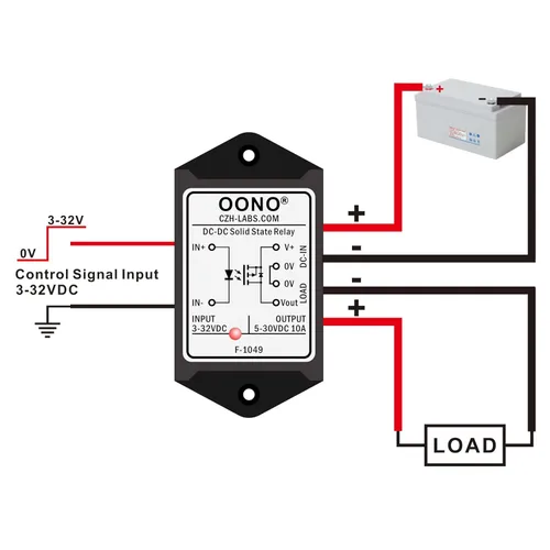 Vista 2 de Módulo de relé de estado sólido aislado DC-DC con cable, OONO, 10Amp, SSR de 3-32VDC de entrada y 5-30VDC de salida, para Raspberry-Pi, Arduino