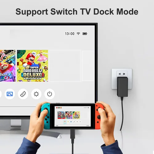 Vista 4 de 39W Charger,Compatible with Nintendo Switch with 6.6FT USB C Cord, 15V2.6A Power Supply Compatible with Nintendo Switch, Supports TV Mode and Dock