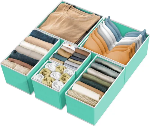 Vista 10 de Simple Houseware Organizador de cajones de ropa interior para calcetines, brasier, ropa interior, bragas, mameluco, plegable, juego de 4, gris