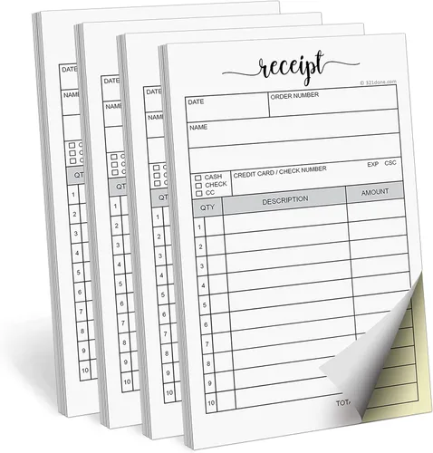 Vista 12 de 321Done Folleto de facturas, 3.4 x 5.5 de mano, 2 partes, sin carbono, fabricado en EE. UU., Bloc de notas de formulario de pedido de recibo