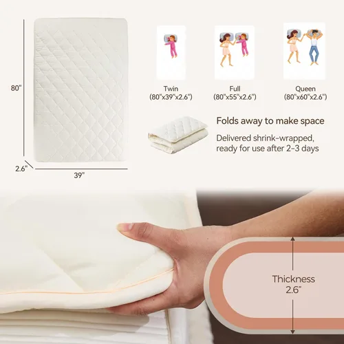 Vista 2 de Colchón japonés de piso con funda lavable, colchón de futón plegable, almohadilla para dormir de tatami con espuma viscoelástica engrosada, cama