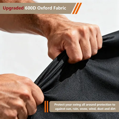 Vista 7 de FLYMEI Funda de columpio para exteriores, cubierta de hamaca de 2 plazas triples para porche, toldo y otros muebles de patio, impermeable