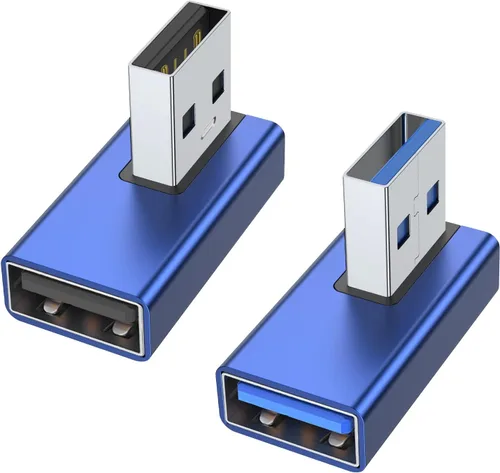 Vista 9 de AreMe Adaptador USB 3.0 de 90 grados, paquete de 2 unidades, extensor de convertidor USB A macho a hembra de ángulo recto para PC, laptop, cargador