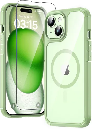 Vista 43 de TAURI - Funda magnética para iPhone 15 Pro Max, 3 en 1, compatible con MagSafe, no se pone amarilla, con 2 protectores de pantalla, protección