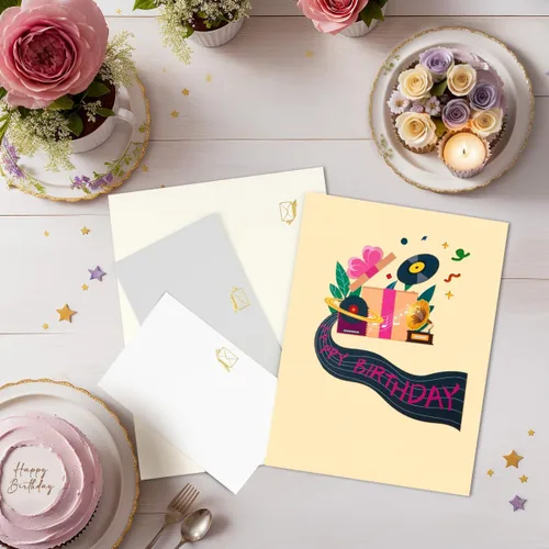 Vista 4 de Tarjeta de cumpleaños para tocadiscos, tarjeta desplegable de feliz cumpleaños, tarjetas desplegables para el día del padre, tarjetas