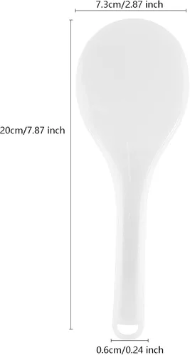Vista 2 de Paleta y pala de arroz de plástico de 2 piezas, cuchara y pala de arroz antiadherente, 7.87 pulgadas (blanco E)