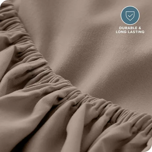 Vista 5 de Bare Home - Sábana bajera ajustable tamaño queen, de microfibra 1800, muy suave y duradera para colchones altos, color gris pardo