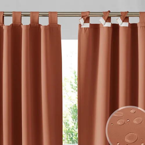 Vista 10 de RYB HOME Cortinas para exteriores para patio – 2 paneles cortinas para exteriores desmontables con parte superior adhesiva, impermeables, opacas