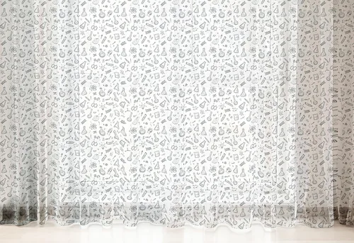 Lunarable Science Tulle Curtains with Rod Pocket, Hand Drawn Chemistry Theme Doodle Experiment Design Arrangement, Sheer Drape for Wedding Party 2