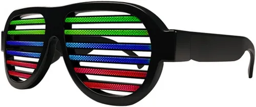 Vista 5 de Glowseen - Lentes de obturación iluminadas reactivas con sonido recargables por USB color negro