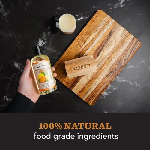 Vista 4 de CLARK'S - Aceite para tabla de cortar (12 onzas) Enriquecido con aceites de limón y naranja Aceite mineral de grado alimenticio Aceite