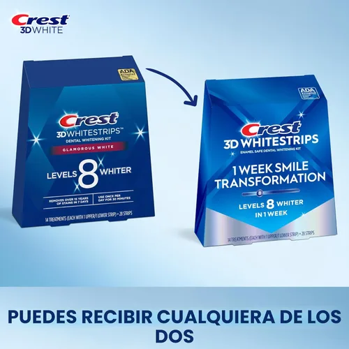 Vista 2 de Crest 3D Whitestrips, Transformación de Sonrisa de 1 Semana, Tiras Blanqueadoras 3D White, Kit de Tiras Blanqueadoras de Dientes, 14 Tratamientos