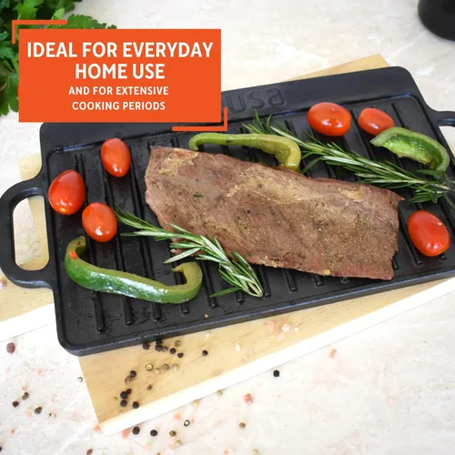 Vista 6 de IMUSA USA CORONA-189Y Plancha reversible de hierro fundido de 12.5 pulgadas