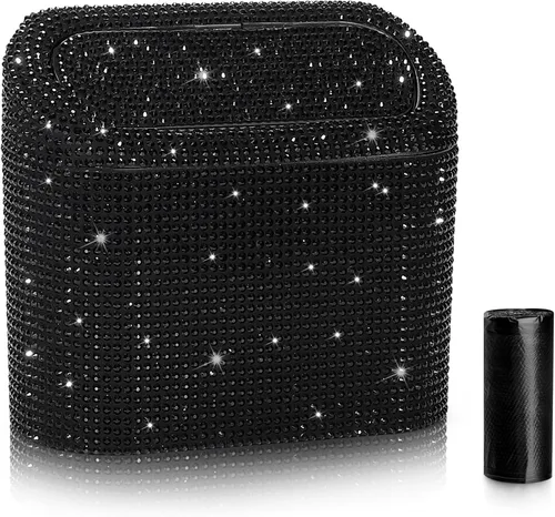 Vista 30 de Accmor - Bote de basura con tapa para automóvil, mini organizador de basura automático con 30 bolsas de basura de plástico, contenedor de basura
