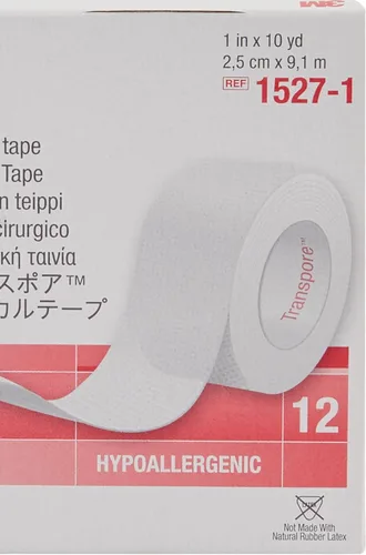 Vista 6 de 3M Transpore - Cinta quirúrgica, 1 pulgada x 10 yardas, 12 unidades (paquete de 1)