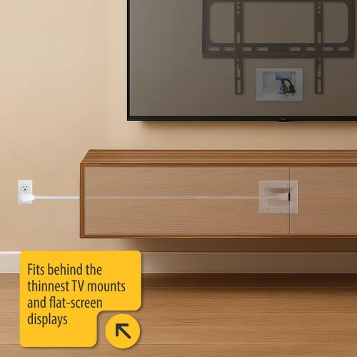 Vista 3 de DataComm Electronics 50-3331-WH-KIT, juego organizador de cable de TV, panel plano (pequeño) Kit organizador con solución de poder aumento de dos