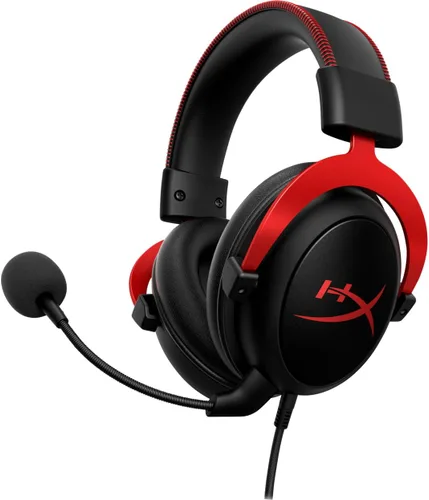 Vista 4 de HyperX Cloud II - Auriculares para videojuegos, sonido envolvente 7.1, almohadillas de espuma viscoelástica, marco de aluminio, con micrófono