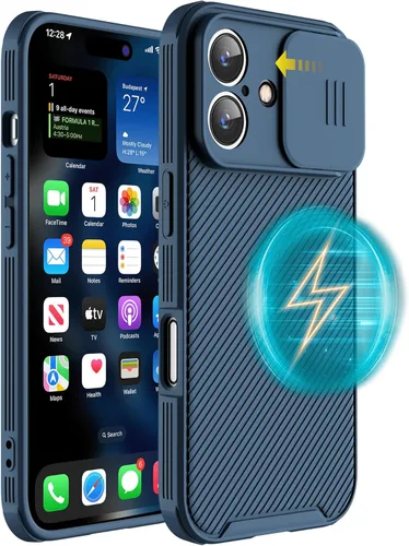 Vista 10 de Hitaoyou Funda magnética para iPhone 13 Mini, funda protectora para cámara iPhone 13 Mini [compatible con carga MagSafe] con cubierta deslizante