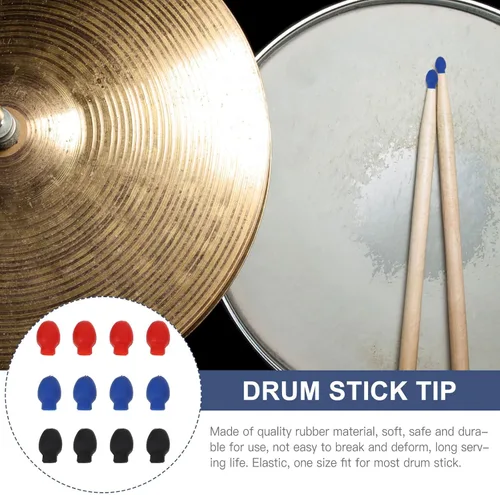 Vista 9 de VICASKY 6 pares de fundas de goma para baquetas, accesorios de amortiguador de tambor, punta de baqueta, puntas de práctica silenciosas, punta