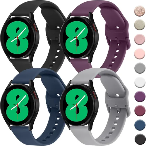 Vista 11 de 4 PACK Bands Compatible with Samsung Galaxy Watch 4 40mm 44mm/ 4 Classic 42mm 46mm, 20mm Adjustable Silicone Sport Replacement Strap for Samsung