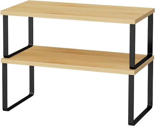 OGEMXU Organizador de estantes para gabinete, estante grande de encimera de cocina de 15.7 pulgadas, juego de 2 organizadores de despensa de cocina
