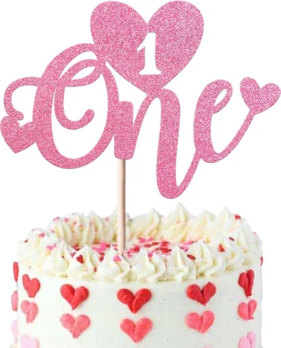 Vista 29 de Paquete de 24 adornos para cupcakes con purpurina en forma de corazón con temática de amor dulce, decoración de pasteles para el día de San