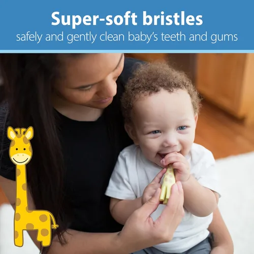 Vista 3 de Dr. Brown's Cepillo de dientes para bebés y niños pequeños, elefante, azul, 0-3 años