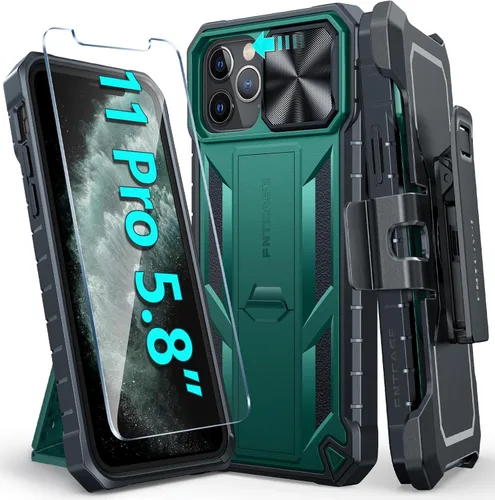 Vista 14 de FNTCASE for iPhone 11-Pro Phone Case: Military Grade Drop Proof Mobile Cover with Kickstand & Slide Rugged Shockproof Bumper Heavy Duty Protector