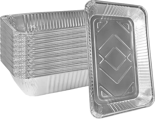 Vista 6 de Sartenes de aluminio de tamaño completo de alta resistencia para asar y mesa de vapor de 21 x 13 pulgadas, bandejas poco profundas para catering