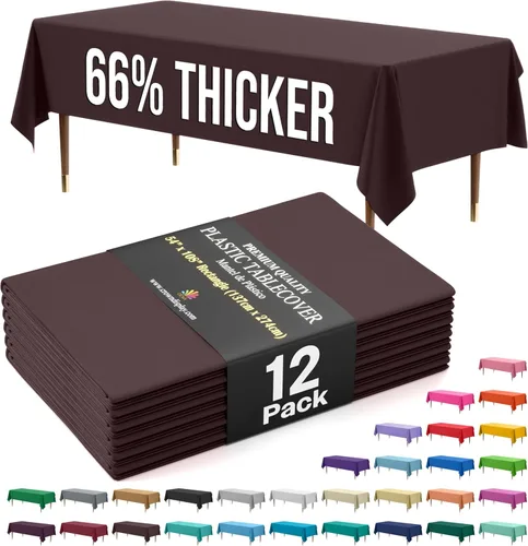 Vista 25 de Exquisite 66% Thicker Premium Plastic Table Cloth Rectangle Table Cover 0.5 Mil 6 Pack Aqua Table Cloth 54 Inch x 108 Inch Disposable Tablecloth