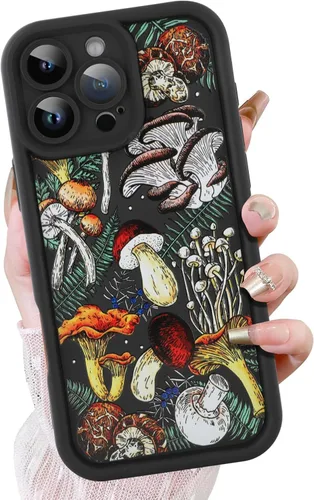 Vista 18 de KANGHAR - Funda negra para iPhone 7/8/SE, diseño de arte de hongos lindo, TPU suave, a prueba de golpes, funda protectora para mujeres y niñas