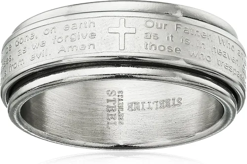 Vista 5 de Amazon Essentials Steeltime - Anillo giratorio chapado en oro de 18 quilates para hombre, con oración Our Father (anteriormente Amazon Collection)