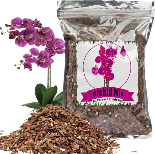 Doter Mezcla para macetas de orquídeas, corteza de orquídea, mezcla de corteza de pino y perlita, buen drenaje y retención de agua (1 cuarto de
