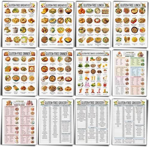 Vista 9 de Sinload 12 piezas de póster de dieta de alimentos para reflujo ácido, lista de dieta para ERGE, alimentos bajos en ácido, lista de compras