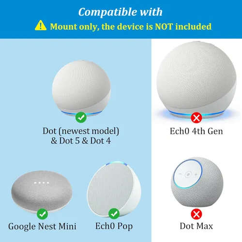 Vista 2 de PlusAcc Soporte de pared para Dot 5ª generación y Dot 4ª generación y Google Nest Mini, soporte de salida que ahorra espacio, accesorios para colgar