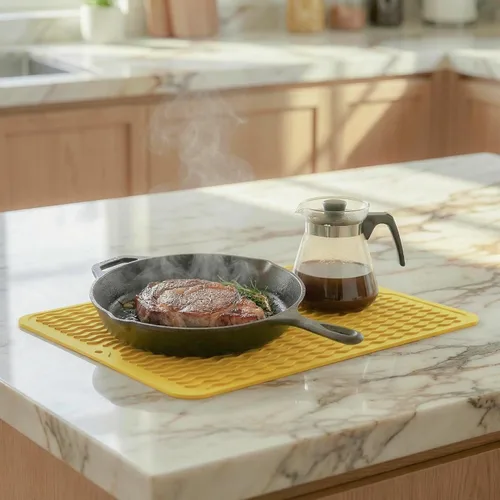 Vista 711 de MicoYang Alfombrilla de Silicona para Secar Platos de Múltiples Usos, Fácil de Limpiar, Ecológica, Alfombrilla de Silicona Resistente al Calor