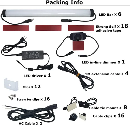 Vista 6 de Luces LED Litever bajo clóset, Plateado, LL-008-6W, 31.00watts, 120.00 volts
