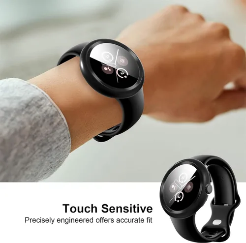 Vista 6 de Suoman Paquete de 3 fundas para Google Pixel Watch 3/2/1 de 1.614 pulgadas, [antiarañazos] protector de pantalla de vidrio templado 9H + cubierta