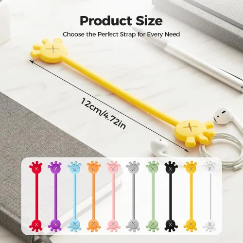 Vista 7 de Bridas magnéticas para cables, organizador de cables de datos actualizado 2026, organizador de cables elásticos multiusos reutilizable de silicona