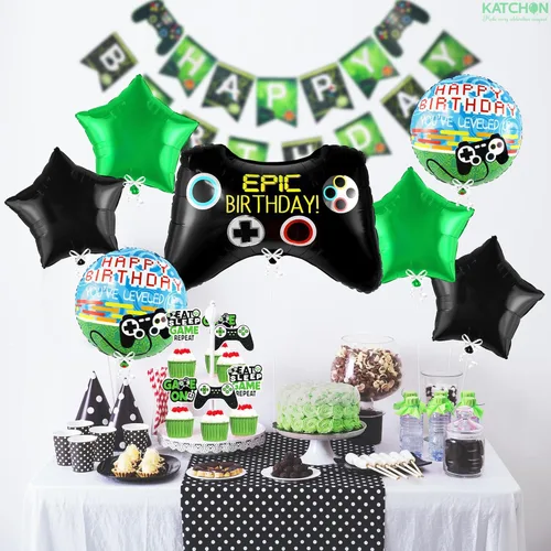 Vista 3 de KatchOn, Globos enormes para videojuegos, paquete de 7, globos de Mylar para controlador de videojuegos, decoración de fiesta de cumpleaños