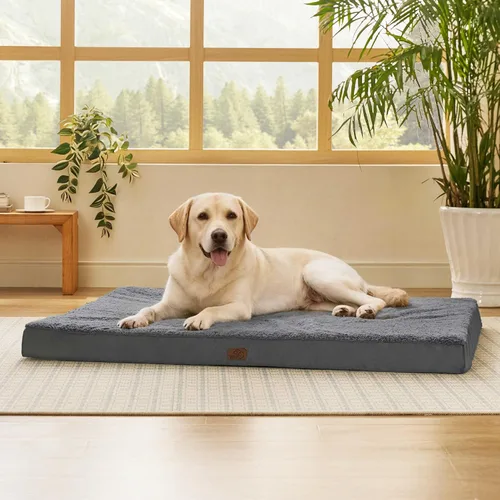 Vista 25 de Bedsure Camas para Perros de Tamaño Grande – Cómodas Camas Planas para Mascotas con Funda Extraíble Lavable, Colchoneta de Espuma Ortopédica tipo