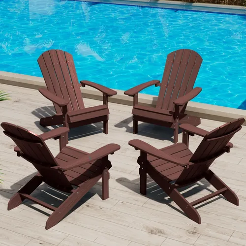 Vista 20 de YEFU Silla Adirondack Resistente a la Intemperie: Sillas Adirondack de Plástico HIPS para Exterior - Sillas de Patio con Portavasos y Textura