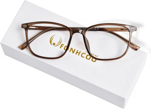 FONHCOO Gafas de bloqueo de luz azul para mujeres y hombres, TR90, marco de moda, gafas de luz azul para computadora Café