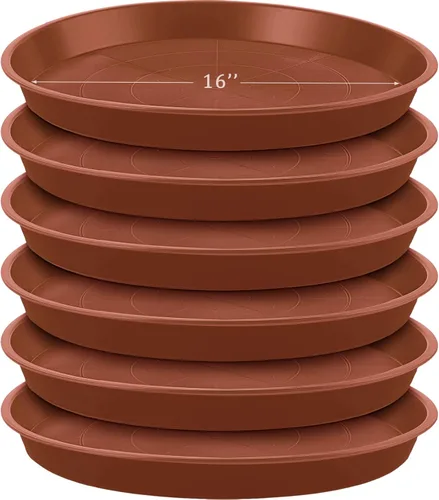 Vista 26 de Eccliy Paquete de 6 platillos de plástico resistentes para macetas, platillos grandes para macetas, bandejas de agua de plástico para interiores