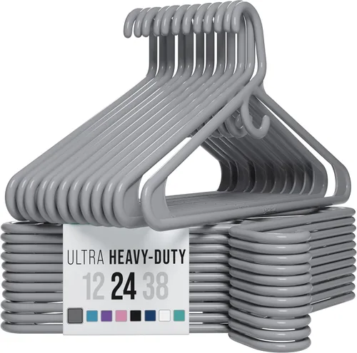 Vista 17 de NEATERIZE Perchas de ropa de plástico ultra resistentes - Aqua - Percha duradera para abrigos, trajes y ropa. Perchas De Ropa (Paquete de 12 - Aqua)